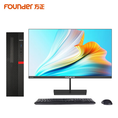 方正电脑（Founder）国产商用办公台式机电脑小机箱I5-10400/8G/512G 23.8英寸显示器